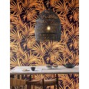 Khroma|Papier peint feuilles palmier terracotta fond noir|Papier Peint