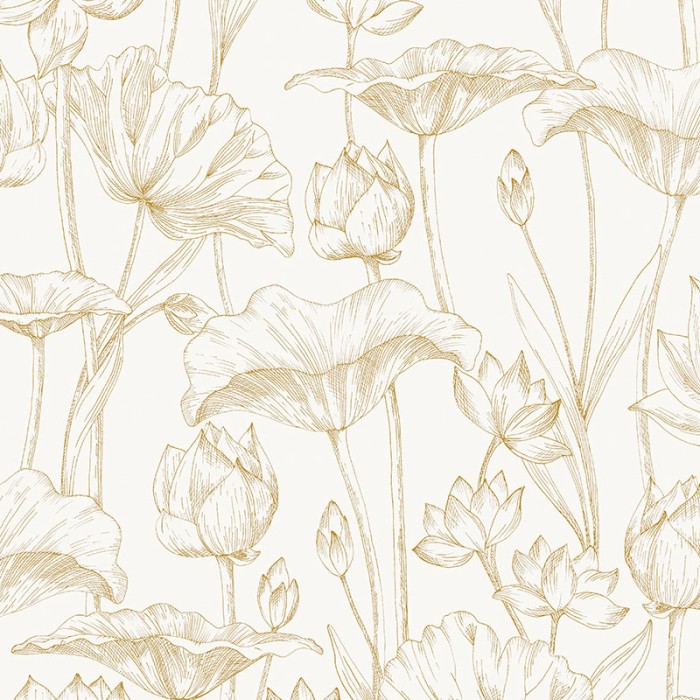 Khroma|Papel Pintado floral dorado sobre fondo crema|Papel Pintado
