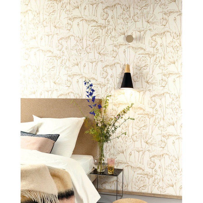 Khroma|Golden floral Wallpaper on cream background|Wallpaper