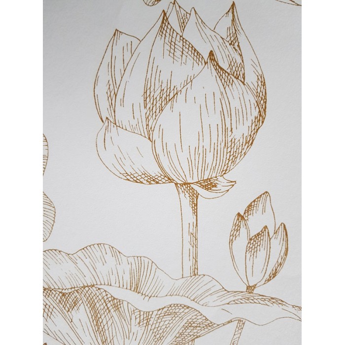 Khroma|Papier peint floral doré fond crème|Papier Peint