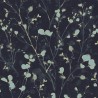 Khroma|Papier peint floral aquarelle bleu doré sur noir|Papier Peint