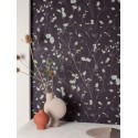 Khroma|Papier peint floral aquarelle jaune fond beige|Papier Peint