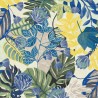 Papeldecor|Papier peint fleurs bleu-jaune avec motif original de feuilles|Papier Peint