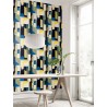 Papeldecor|Papier peint abstrait tons bleus, verts et jaune|Papier Peint
