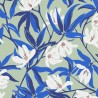 Papeldecor|Wallpaper white and blue flowers on green|Wallpaper