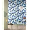 Papeldecor|Tapete Weiße und blaue Blumen auf Grün|Tapeten