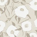 Papeldecor|Papel pintado original flores beige y blanco con toque artístico|Papel Pintado