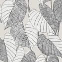 Papeldecor|Wallpaper modern floral leaves grey-white-beige|Wallpaper
