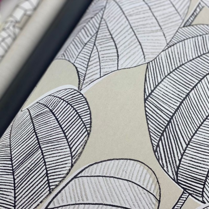 Papeldecor|Wallpaper modern floral leaves grey-white-beige|Wallpaper