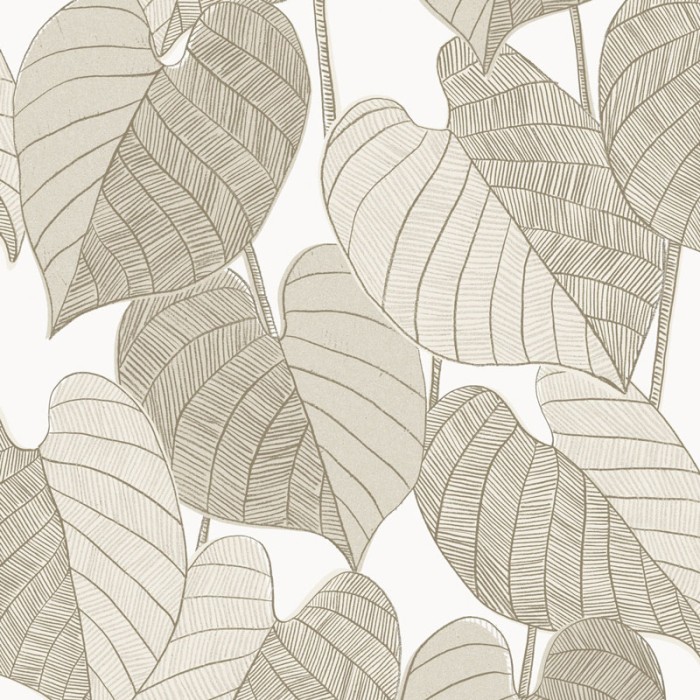 Papeldecor|Papel pintado otoñal con hojas tonos beige|Papel Pintado