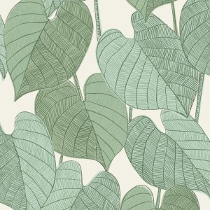 Casadeco|Wallpaper with green field flowers and a beautiful watercolor effect|Floral