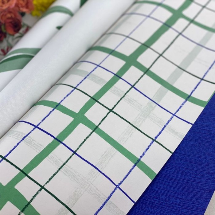 Papeldecor|Papier peint à grille verte et bleue|Papier Peint