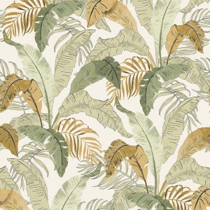 Papeldecor|Papier peint feuilles de palmier métallisé doré et gris|Floral