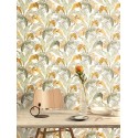 Papeldecor|Tropical green and honey colored banana leaf wallpaper|Wallpaper