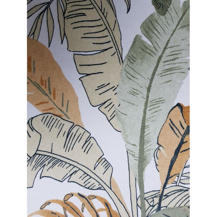 Papeldecor|Papier peint feuilles de bananier tropical vert et couleur miel|Papier Peint