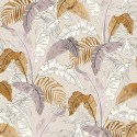 Papeldecor|Papel pintado helechos y hojas plátano lila marrón beige|Papel Pintado