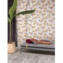 Papeldecor|Tapete mit Farnen und Bananenblättern in Lila, Braun, Beige|Tapeten