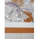 Papeldecor|Papel pintado helechos y hojas plátano lila marrón beige|Papel Pintado