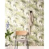 Papeldecor|Papier peint feuilles de palmier vertes et blanches avec reflets argentés|Papier Peint