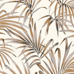 Papeldecor|Große Blätter Bananenpapier in Grau-Terrakotta mit beigem Hintergrund|Tapeten