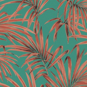 Casamance|Papier peint tropical fleurs caraïbes vert turquoise|Tropical