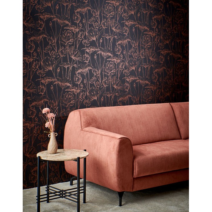 Papeldecor|Papel pintado flores típicas de la Provenza marrón y negro|Papel Pintado