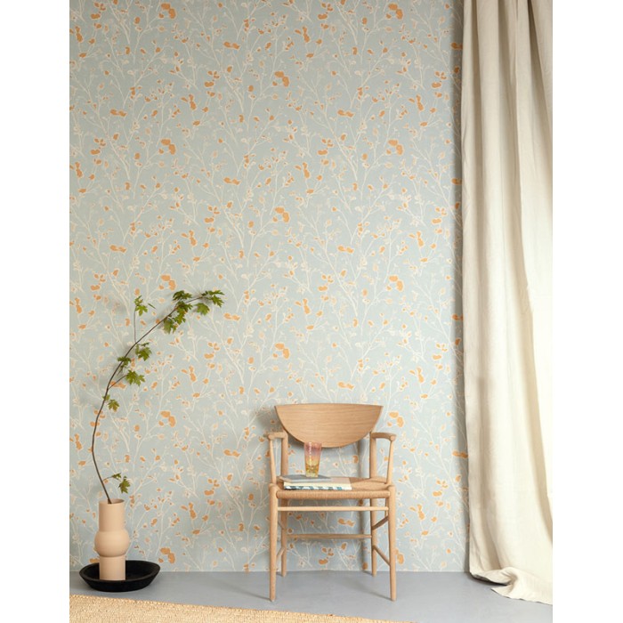 Papeldecor|Papel pintado floral ramitas de aliso turquesa claro|Papel Pintado