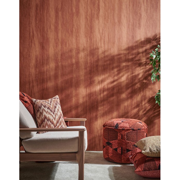 Papel pintado efecto madera rayada marrón terracota -  222-2545