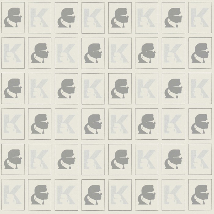 As Creation|Papel Pintado logo de Karl Lagerfeld blanco y gris|Figurativo