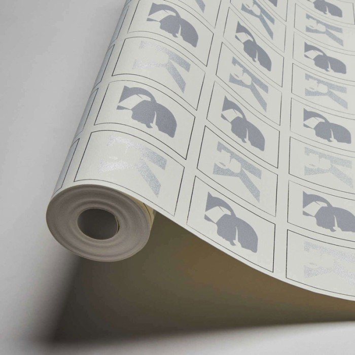 As Creation|Wallpaper Karl Lagerfeld logo in white and gray|Figurative