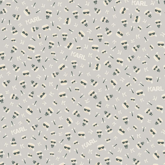 As Creation|Papel Pintado Karl Lagerfeld logo gris piedra|Papel Pintado