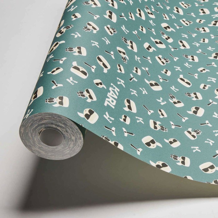 As Creation|Papel Pintado logo Karl Lagerfeld verde|Papel Pintado
