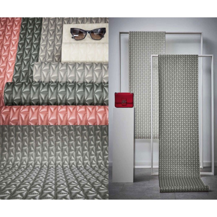 As Creation|Tapete kapitoniertes rotes Leder von Karl Lagerfeld|Lederimitat