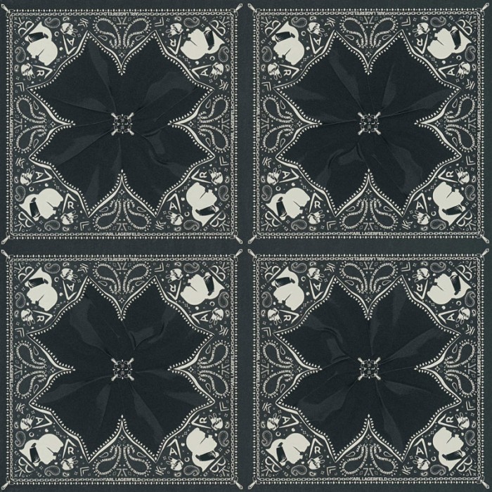 As Creation|Papel Pintado lazos blanco y negro Karl Lagerfeld|Damasco