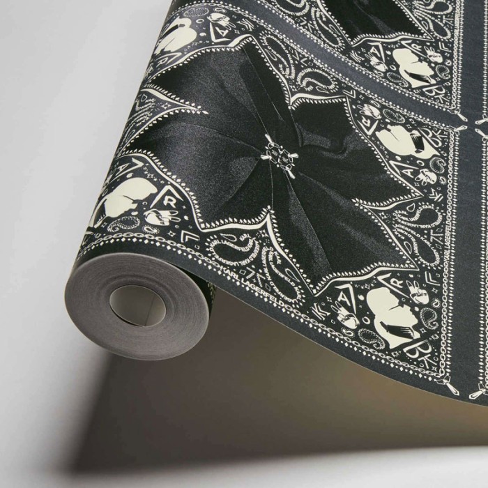 As Creation|Tapete schwarze und weiße Schleifen Karl Lagerfeld|Damast