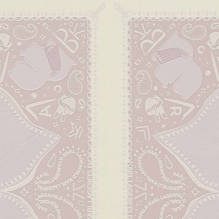 As Creation|Papier Peint nœuds couleur rose et motifs Karl Lagerfeld|Damas
