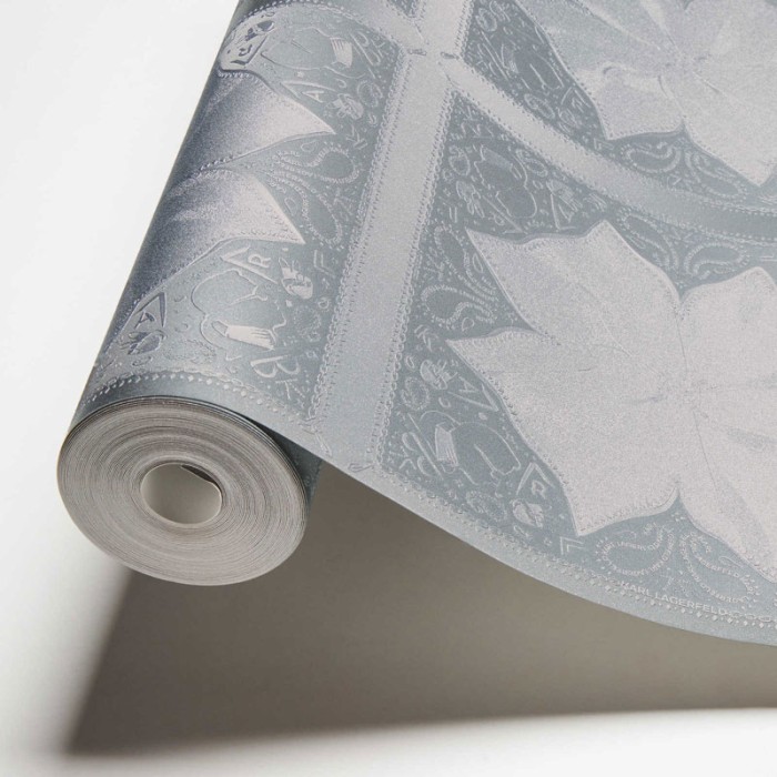 As Creation|Wallpaper Karl Lagerfeld metallic gray ties|Damask