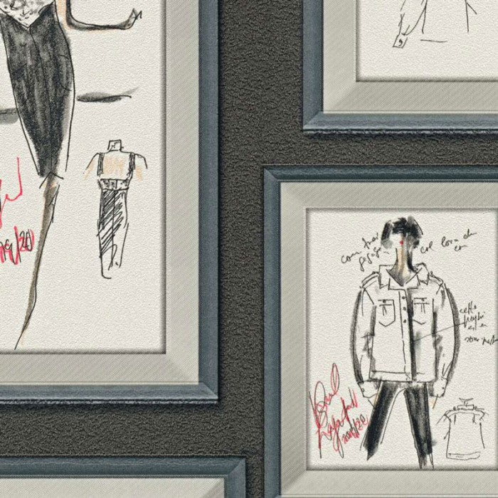 Papel Pintado bocetos de moda Karl Lagerfeld - As Creation Karl Lagerfeld 378461