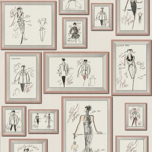 As Creation|Wallpaper fashion sketches Karl Lagerfeld|Figurative