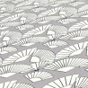 As Creation|Papier Peint éventails gris blanc et profils argentés|Art Déco