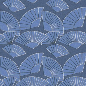 Caselio|Art Deco wallpaper with seashells in blue and gold|Art Deco
