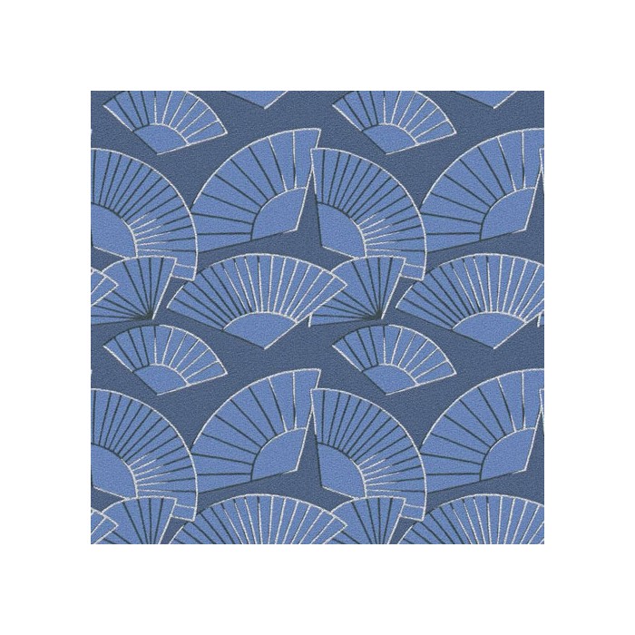As Creation|Papel Pintado abanicos Karl Lagerfeld azul y plateado|Art Deco