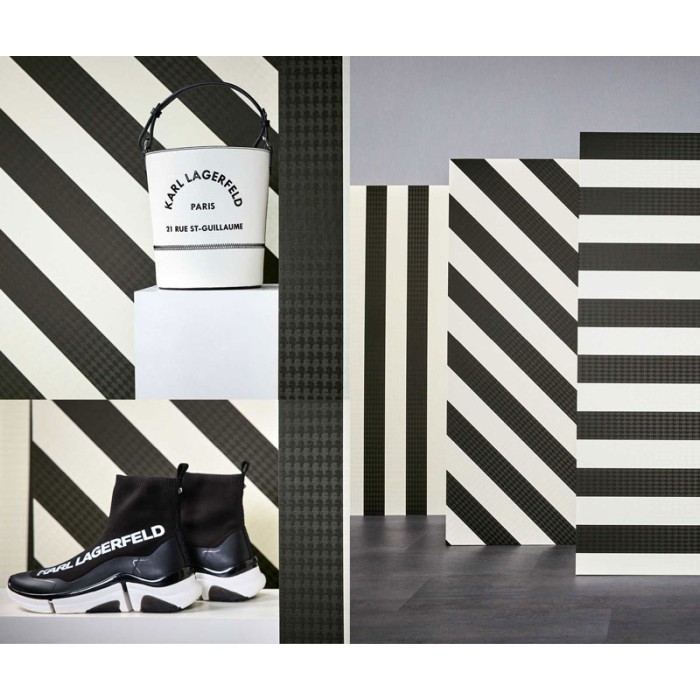 As Creation|Wallpaper wide stripes with Karl Lagerfeld logo|Stripes