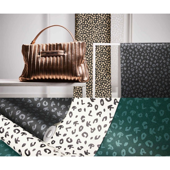 As Creation|Wallpaper green with Karl Lagerfeld letters|Wallpaper