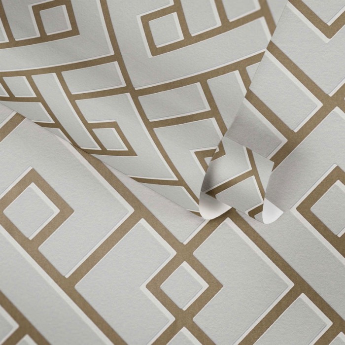 Papel Pintado laberinto geométrico gris metalizado - As Creation Change Is Good 379842