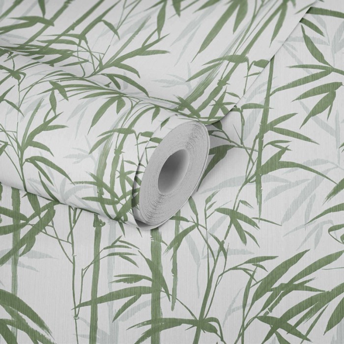 As Creation|Papier Peint élégant forêt de bambou verte|Papier Peint
