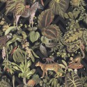 As Creation|Papier Peint plantes et animaux de la jungle vert et noir|Papier Peint