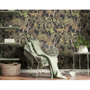 As Creation|Papier Peint animaux et plantes de jungle avec fond vert|Papier Peint 2