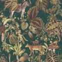As Creation|Papier Peint animaux et plantes de jungle avec fond vert|Papier Peint