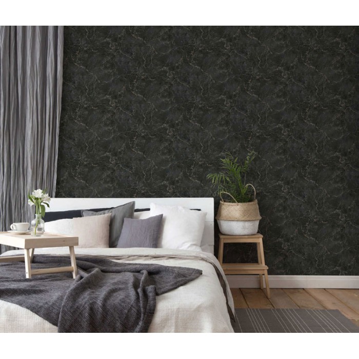 As Creation|Tapete schwarzer Marmor mit beigen Adern|Marmorimitat